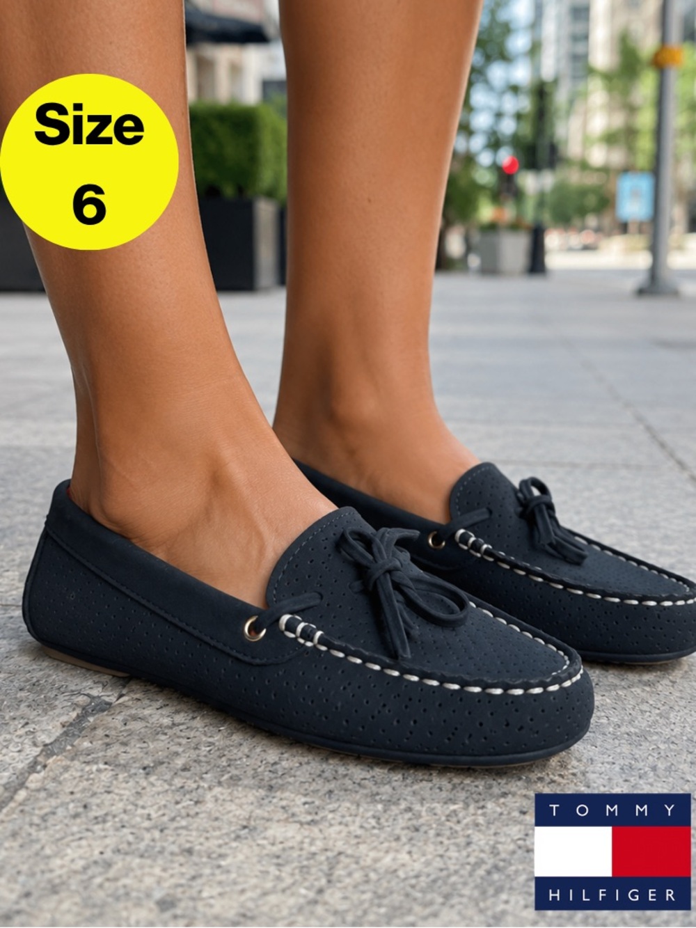 2/for$20🪩 TOMMY HILFIGER Navy Suede Tassel Moccasin Loafers (Women’s 6)